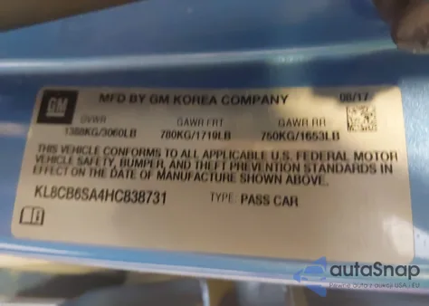 2017 Chevrolet Spark Ls Cvt from USA, damaged, VIN KL8CB6SA4HC838731